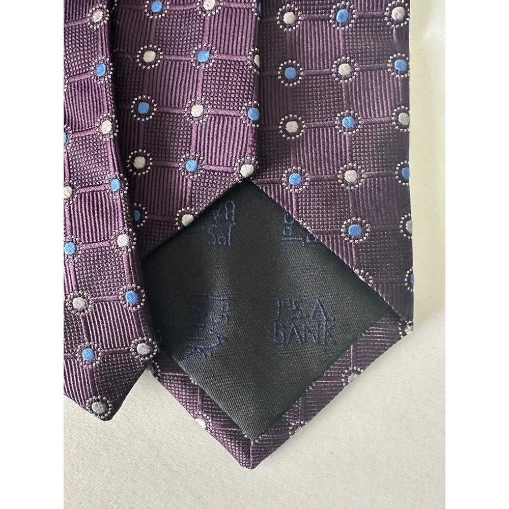 Jos A Bank Signature Collection Purple Silk Tie Lot of‎ 3 Paisley Geometric Mens
